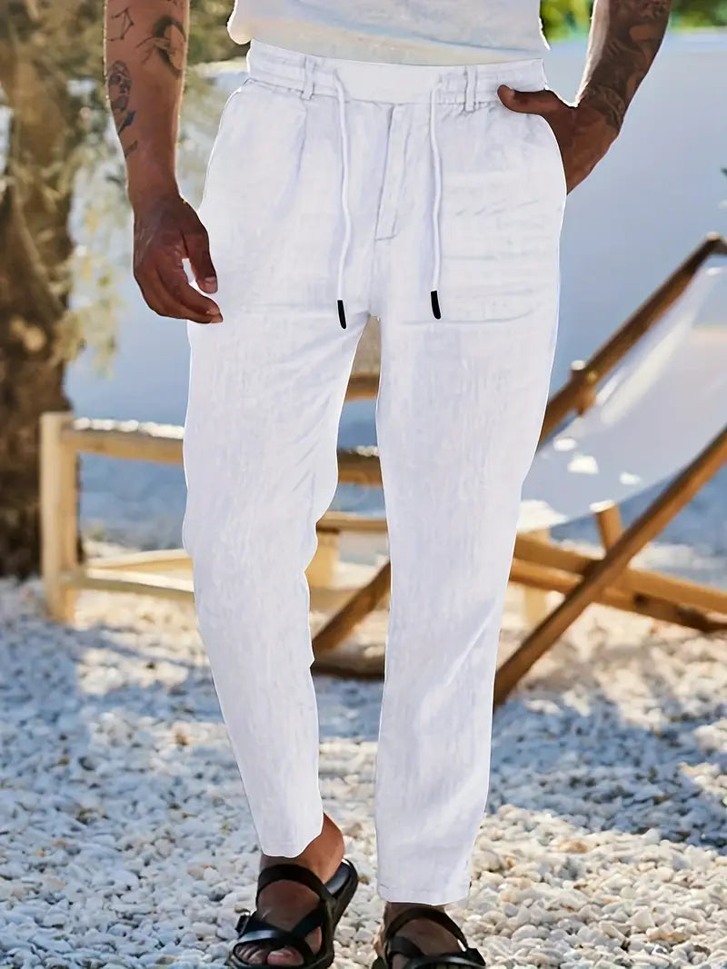 Nichols | Pantalón Lino Hombre Casual Cordón