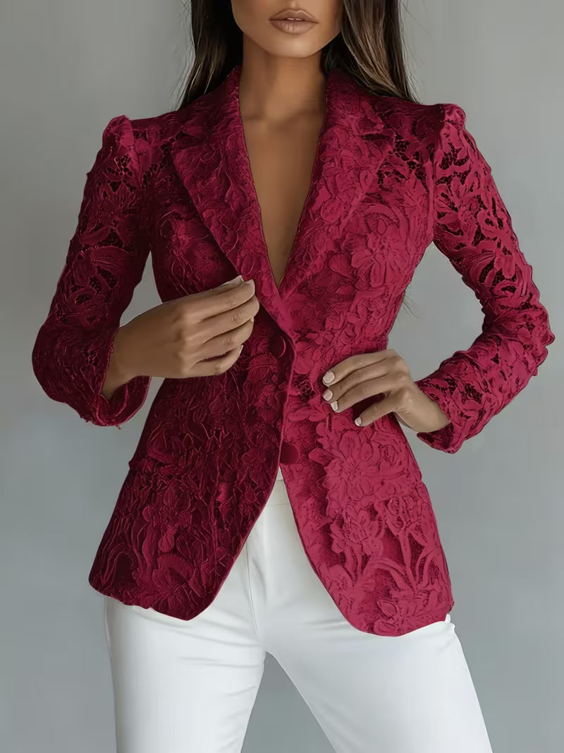 Kyliza | Chaqueta Blazer Entallada De Manga Larga Con Encaje