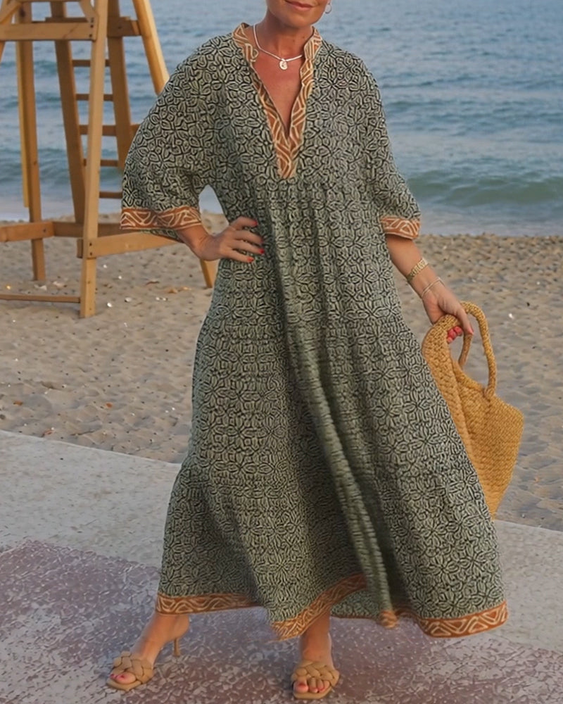 Amandi | Vestido Maxi Estampado Cuello V