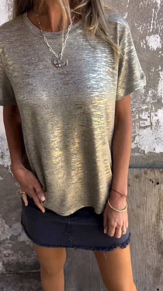 Aiyana | Camiseta De Manga Corta Con Cuello Redondo Y Efecto Burnout