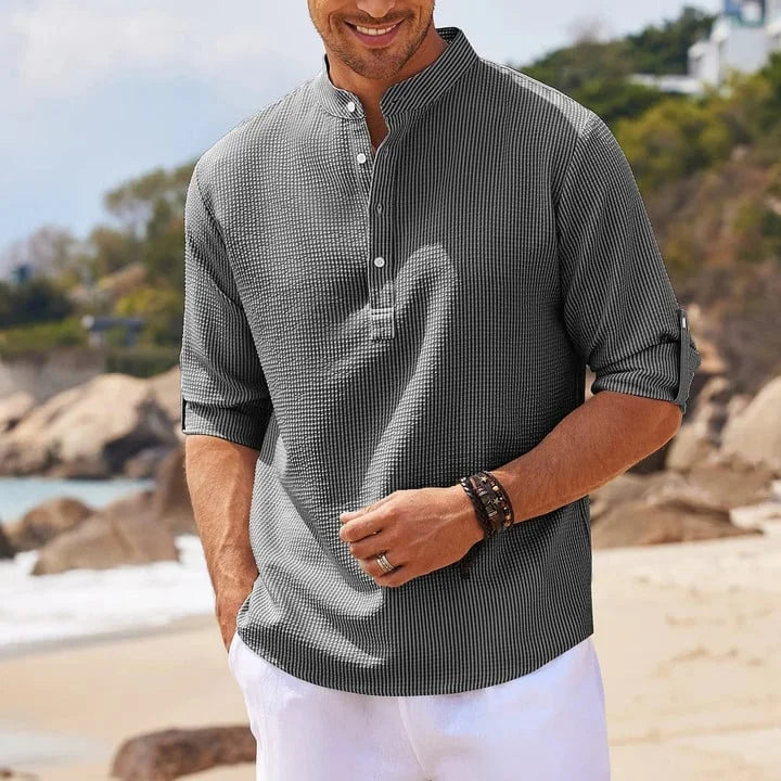 Tjeerd | Camisa Henley Con Cuello De Banda Texturizado