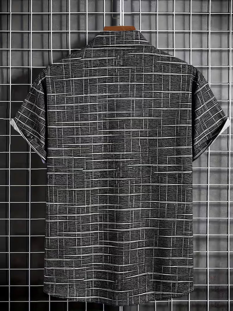 Jerrick - Camisa de Manga Corta Con Estampado Geométrico y Botones