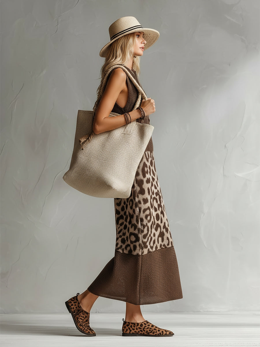 Ameliae | Vestido MIDI Sin Mangas Con Estampado De Leopardo