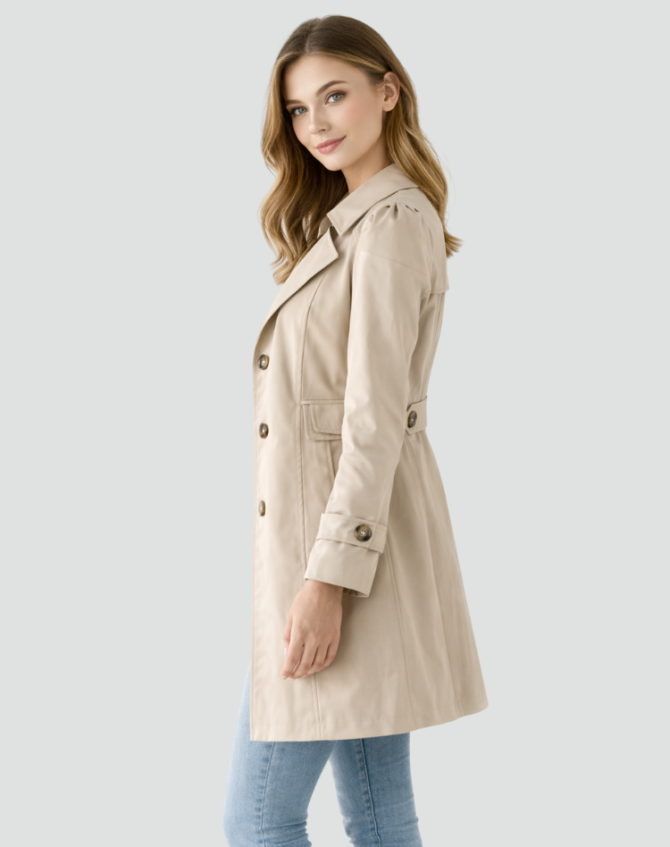 Snjezana | Abrigo de Manga Larga con Cuello Notched