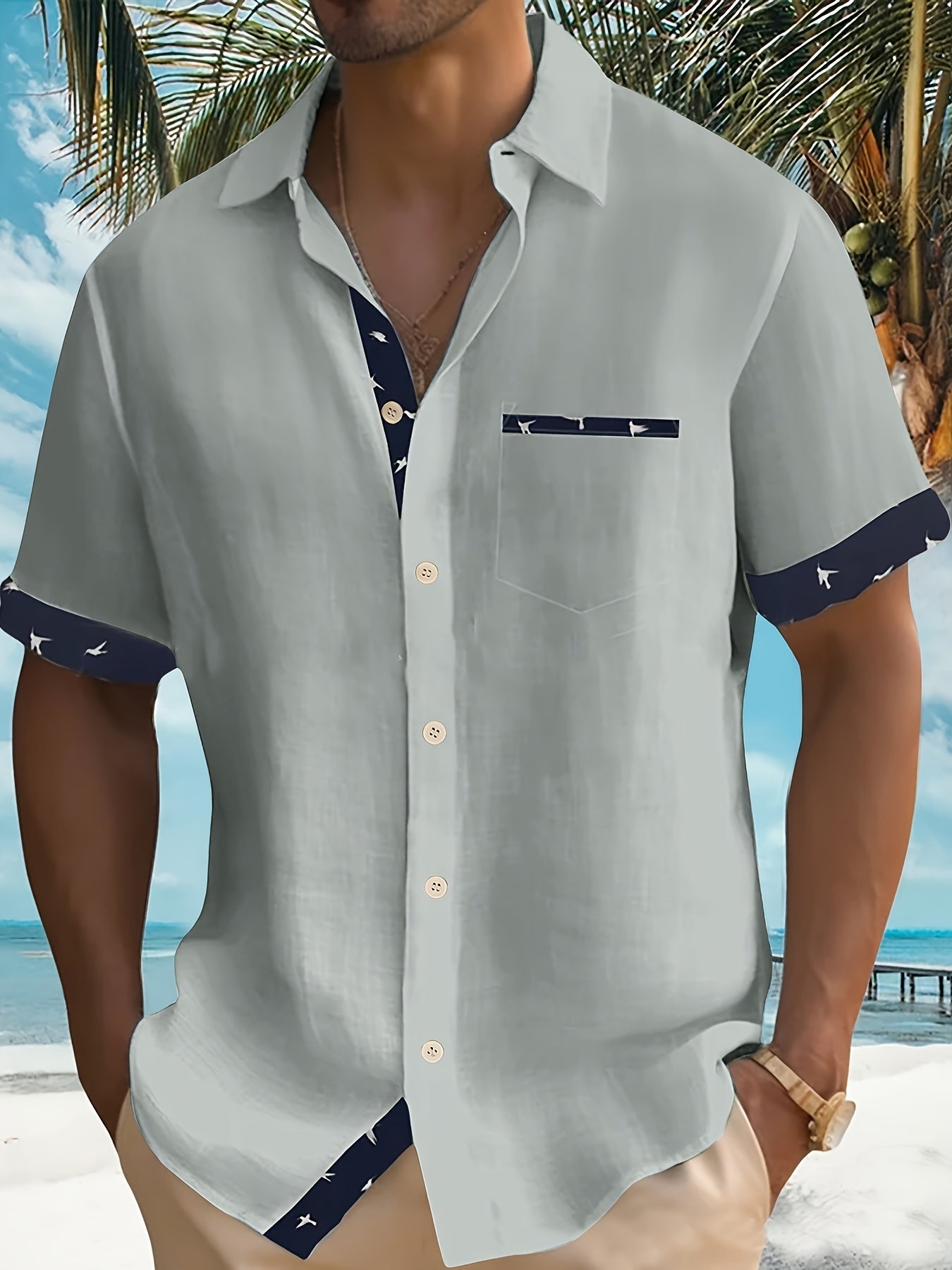 Julio - Camisa Informal de Manga Corta Con Botones en la Parte Delantera