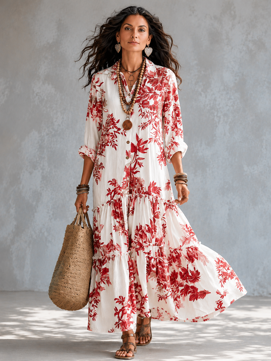 Shiza | Vestido Maxi Floral Con Botones