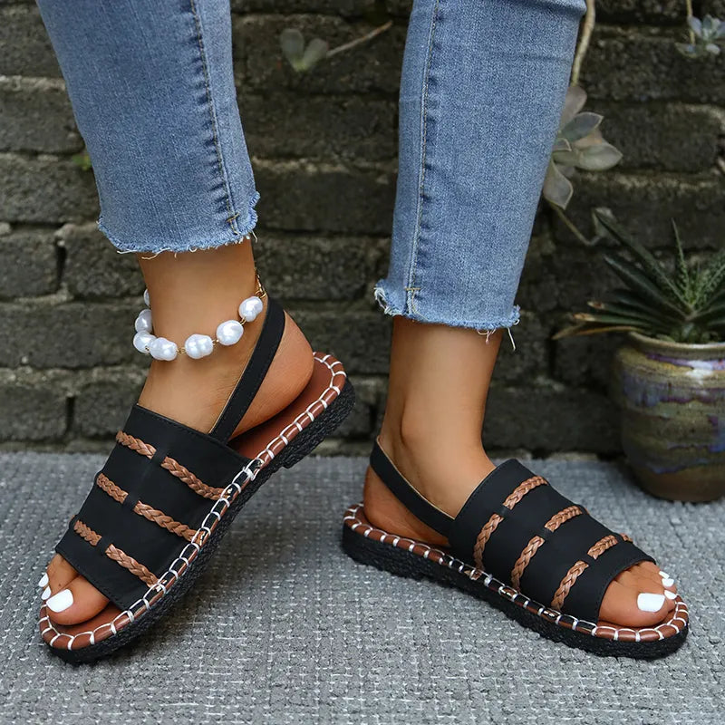 Samela | Sandalias Planas Con Tiras Trenzadas Y Talón Abierto