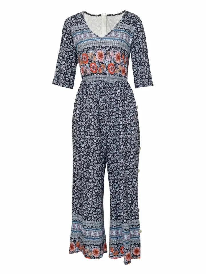 Nerina | Mono Floral De Pierna Ancha