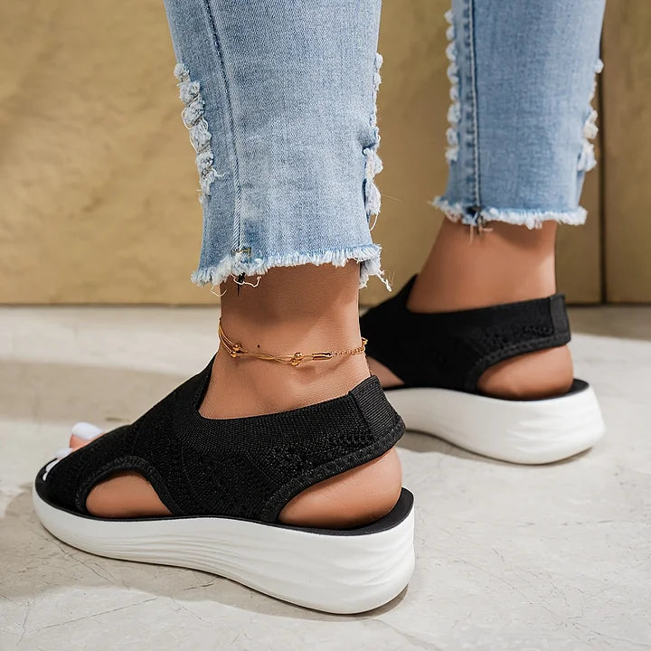 Deborish - Sandalias de Plataforma Sin Cordones de Punto
