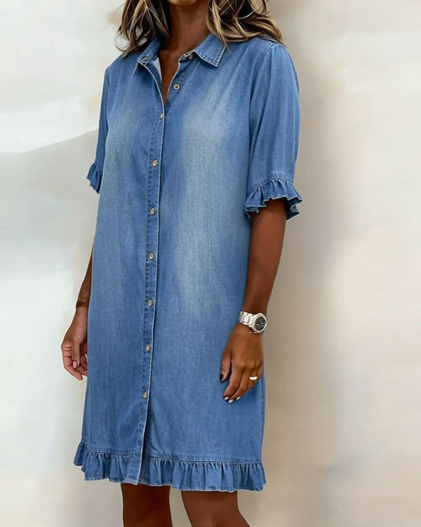 Ndapewa | Vestido Camisero Con Botones Y Volantes