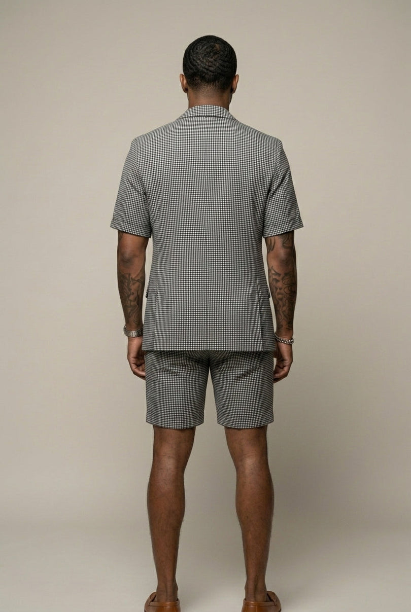 Jairald | Conjunto De Blazer Y Pantalones Cortos a Cuadros De Manga Corta