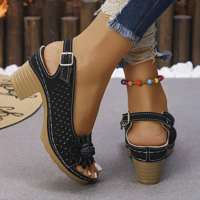Imogen | Sandalias de Talón Abierto Con Diseño Floral