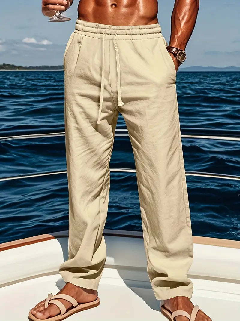 Babaev | Pantalones Anchos de Lino Con Cordón