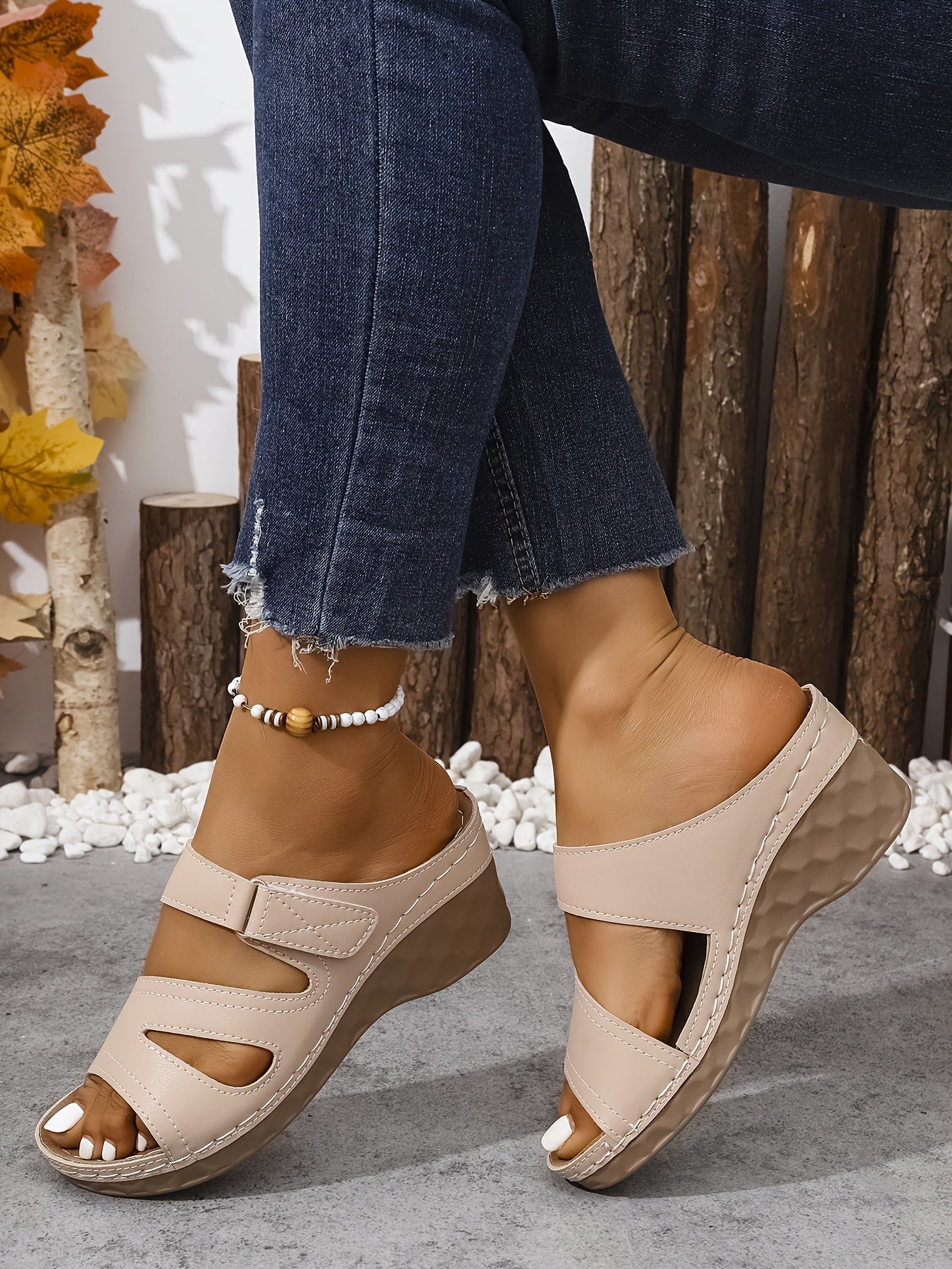 Rowella | Sandalias De Cuña Con Puntera Abierta Para Mujer