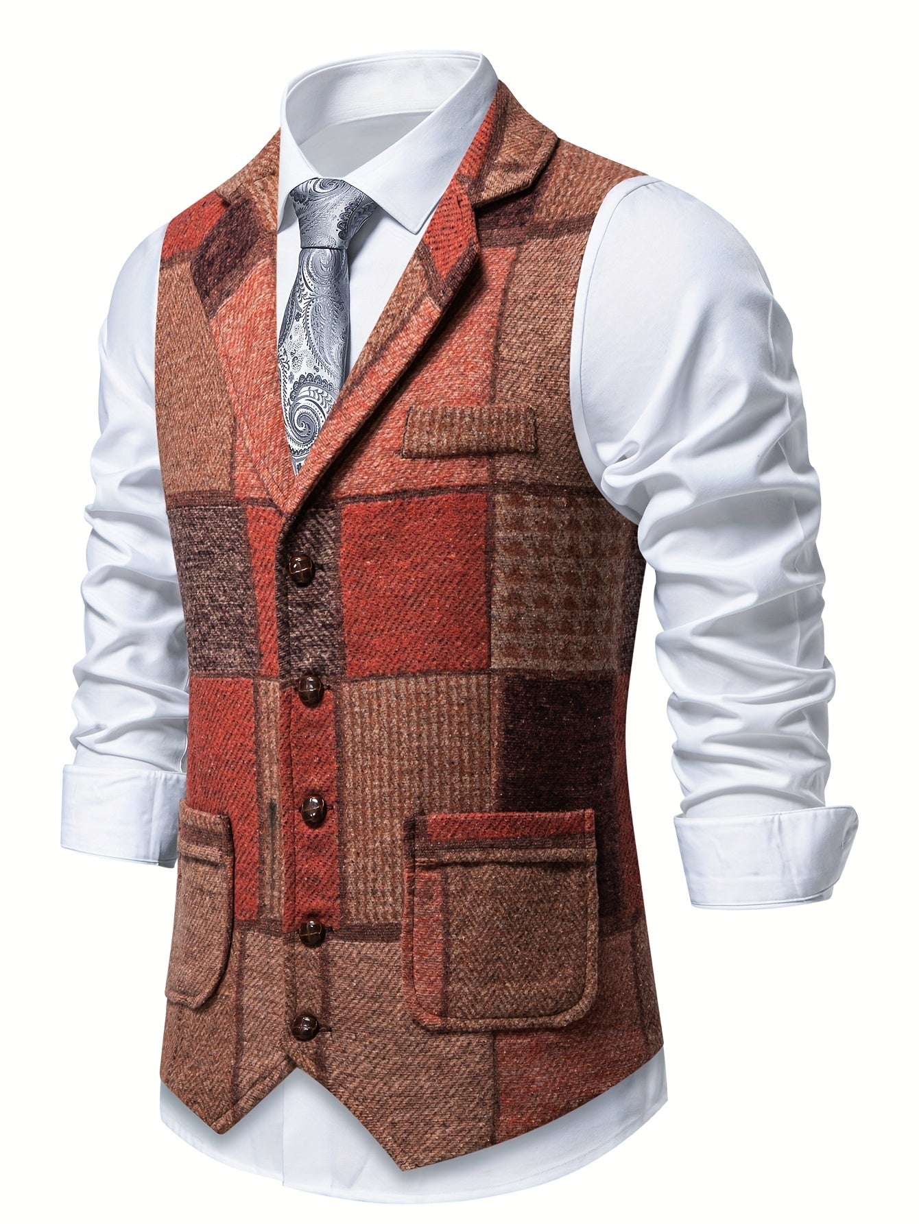 Saverse | Chaleco estilo Tweed con Diseño de Patchwork