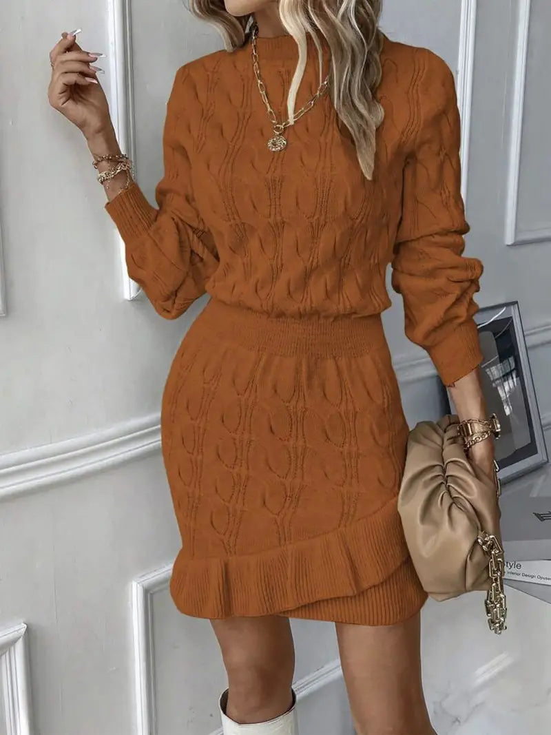 Katla | Vestido De Punto De Trenzado De Manga Larga