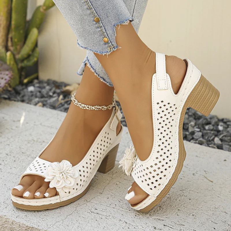 Imogen | Sandalias de Talón Abierto Con Diseño Floral
