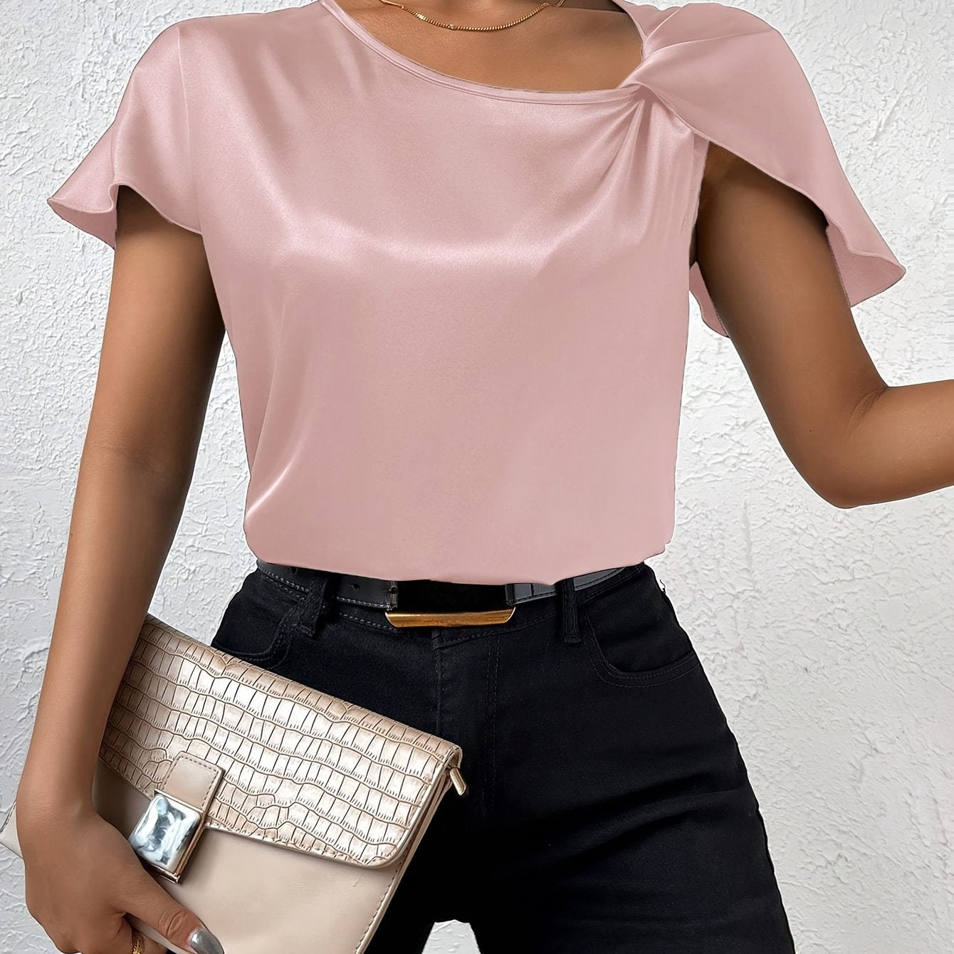 Loretta | Blusa Con Efecto Satén Y Mangas Con Volantes
