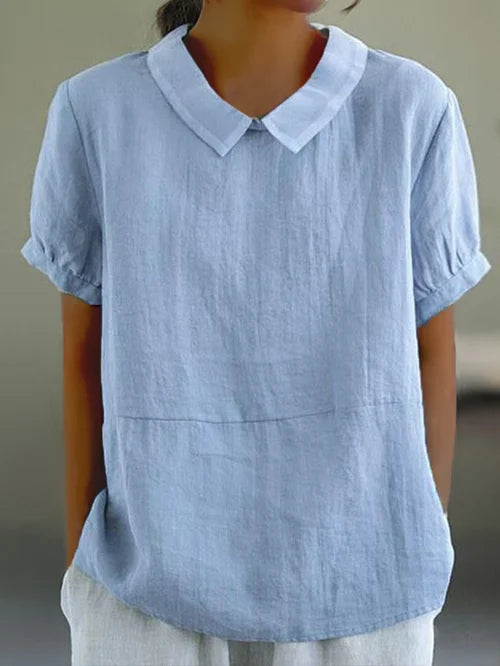 Henny | Blusa Manga Corta con Cuello Peter Pan
