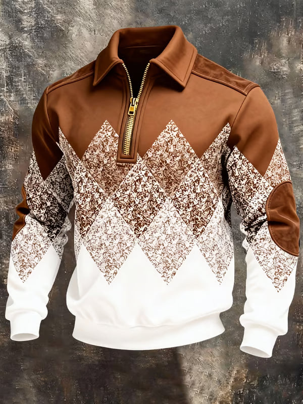 Renshaw | Sudadera con Cremallera de un Cuarto de largo y Estampado de Rombos
