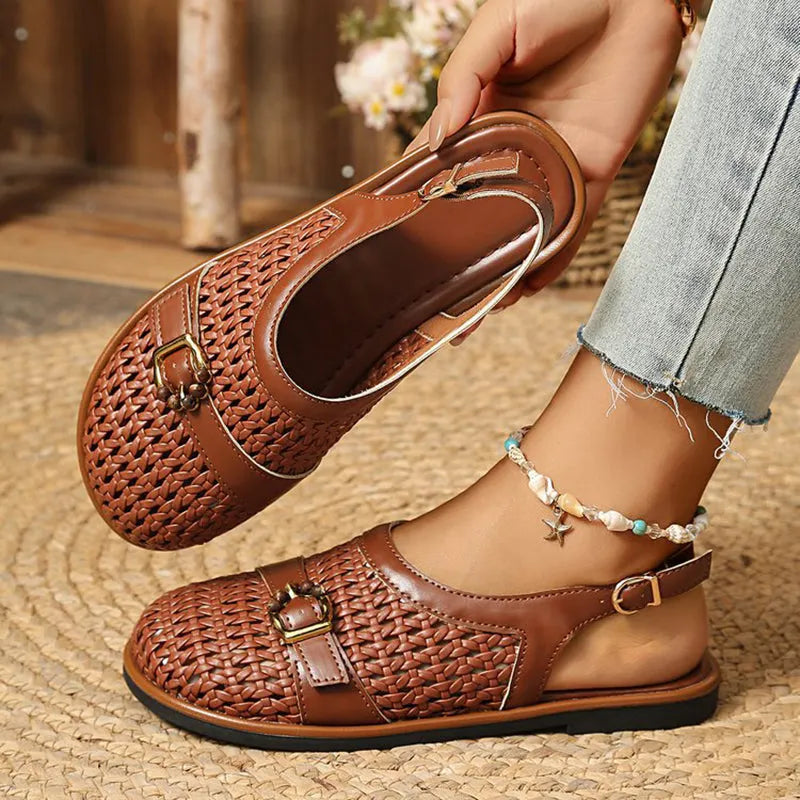 Ghie | Sandalias Planas Tejidas Con Correa Ajustable