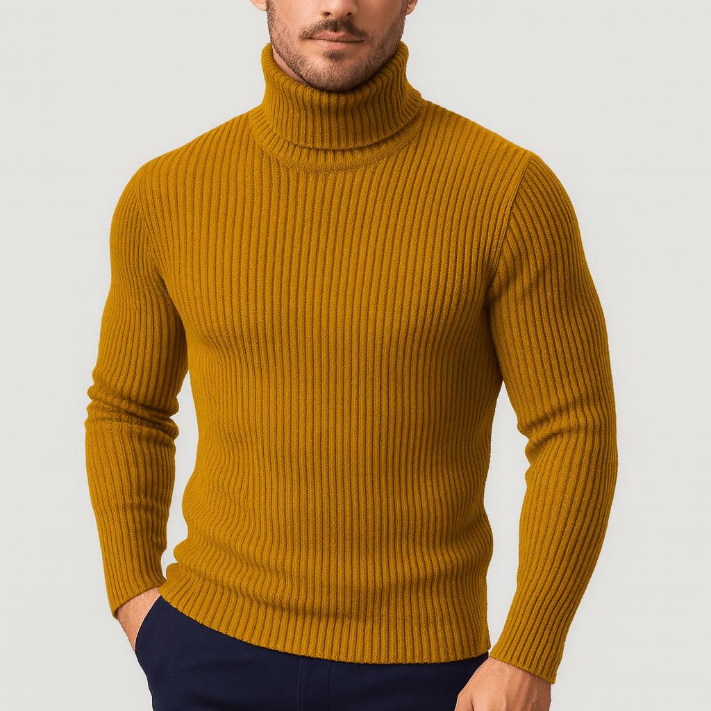 Bernd | Suéter de Cuello Alto Acanalado Ajustado