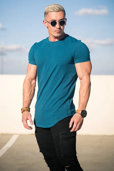 Maxwell - Camiseta de Manga Corta Con Bajo Curvo