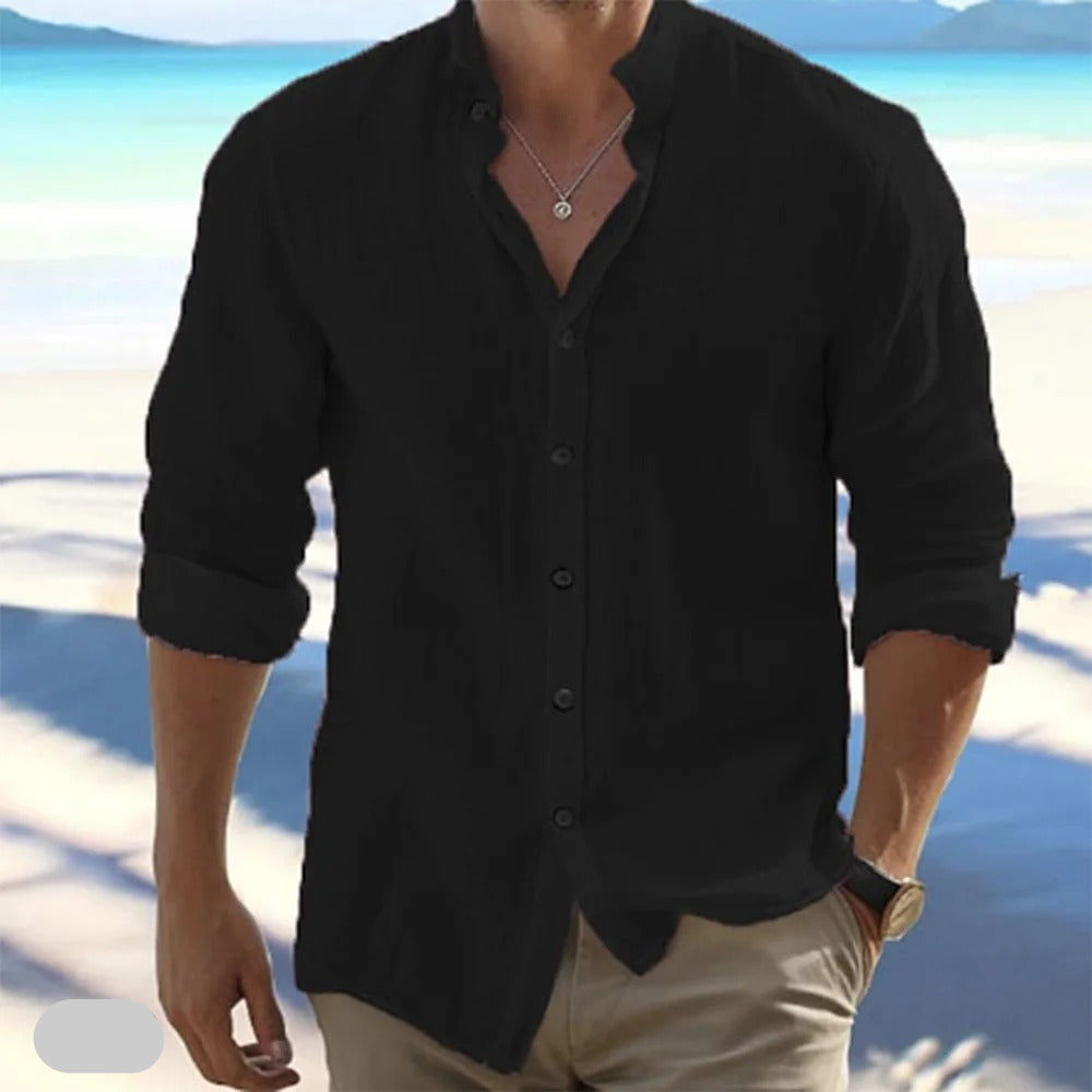 Macsen | Camisa Hombre Manga Larga Cuello Mao