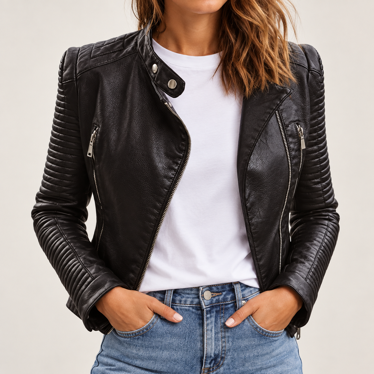 Tatjisetta | Chaqueta Biker con Hombros Acolchados