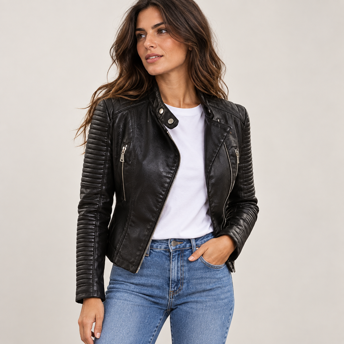 Tatjisetta | Chaqueta Biker con Hombros Acolchados