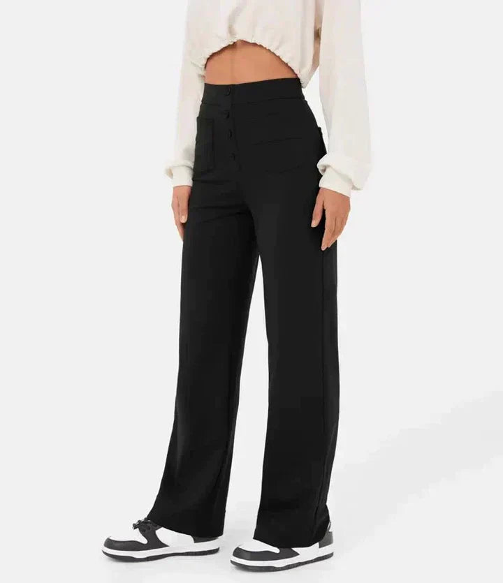 Elkee | Pantalones De Cintura Alta Pierna Ancha