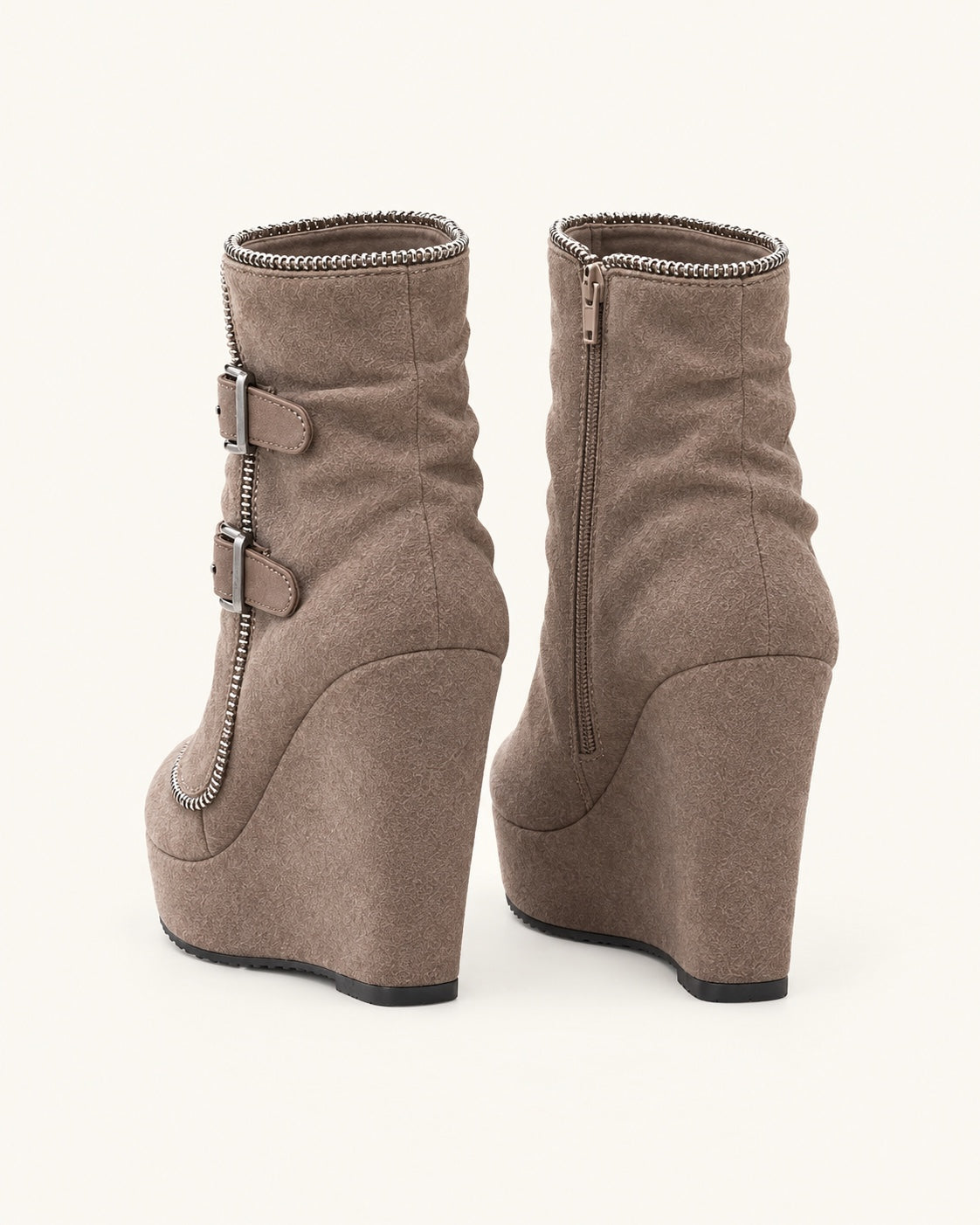 Jacinta | Botines con Tacón de Cuña y Hebillas