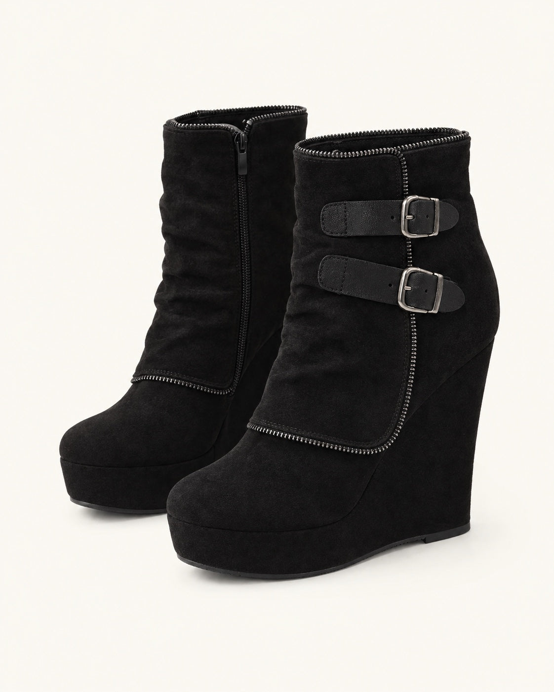 Jacinta | Botines con Tacón de Cuña y Hebillas