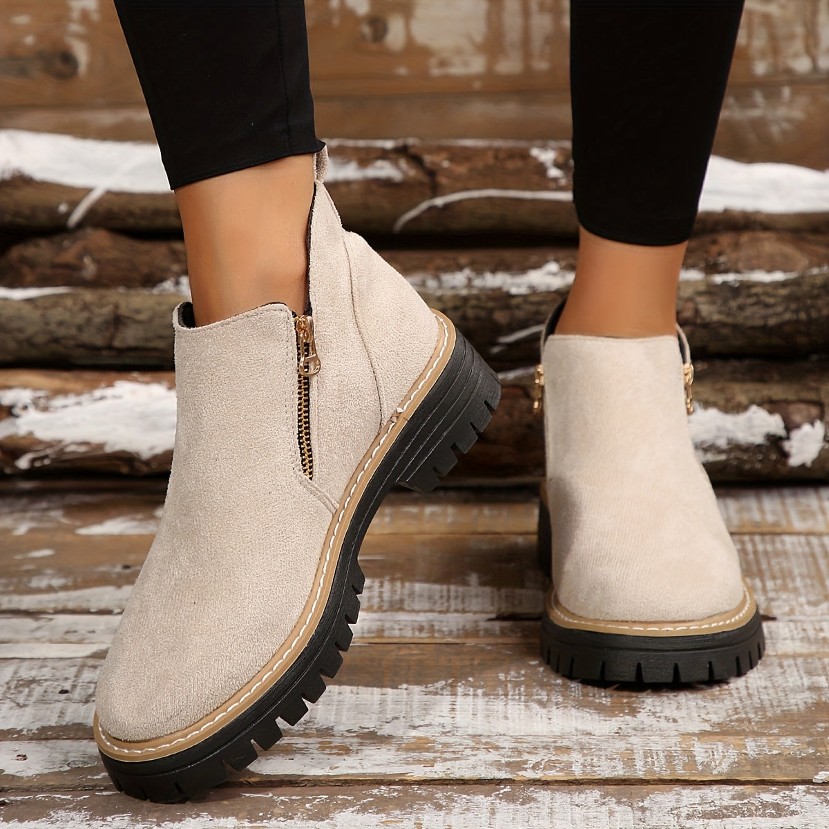 Aileen | Botines con Cremallera Lateral y Suela Gruesa