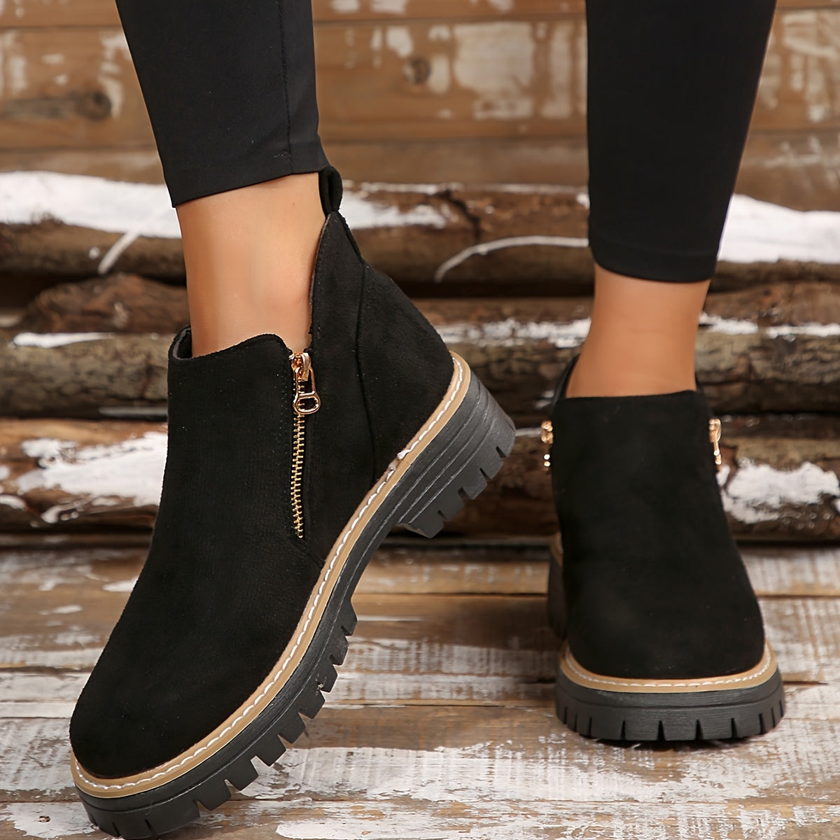 Aileen | Botines con Cremallera Lateral y Suela Gruesa