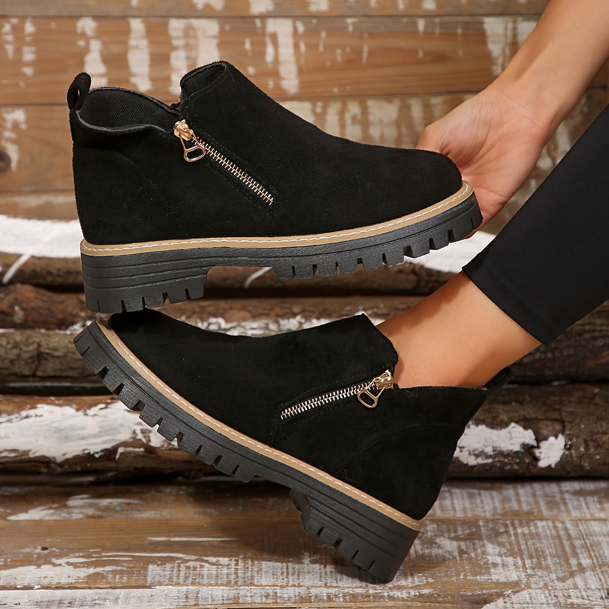 Aileen | Botines con Cremallera Lateral y Suela Gruesa