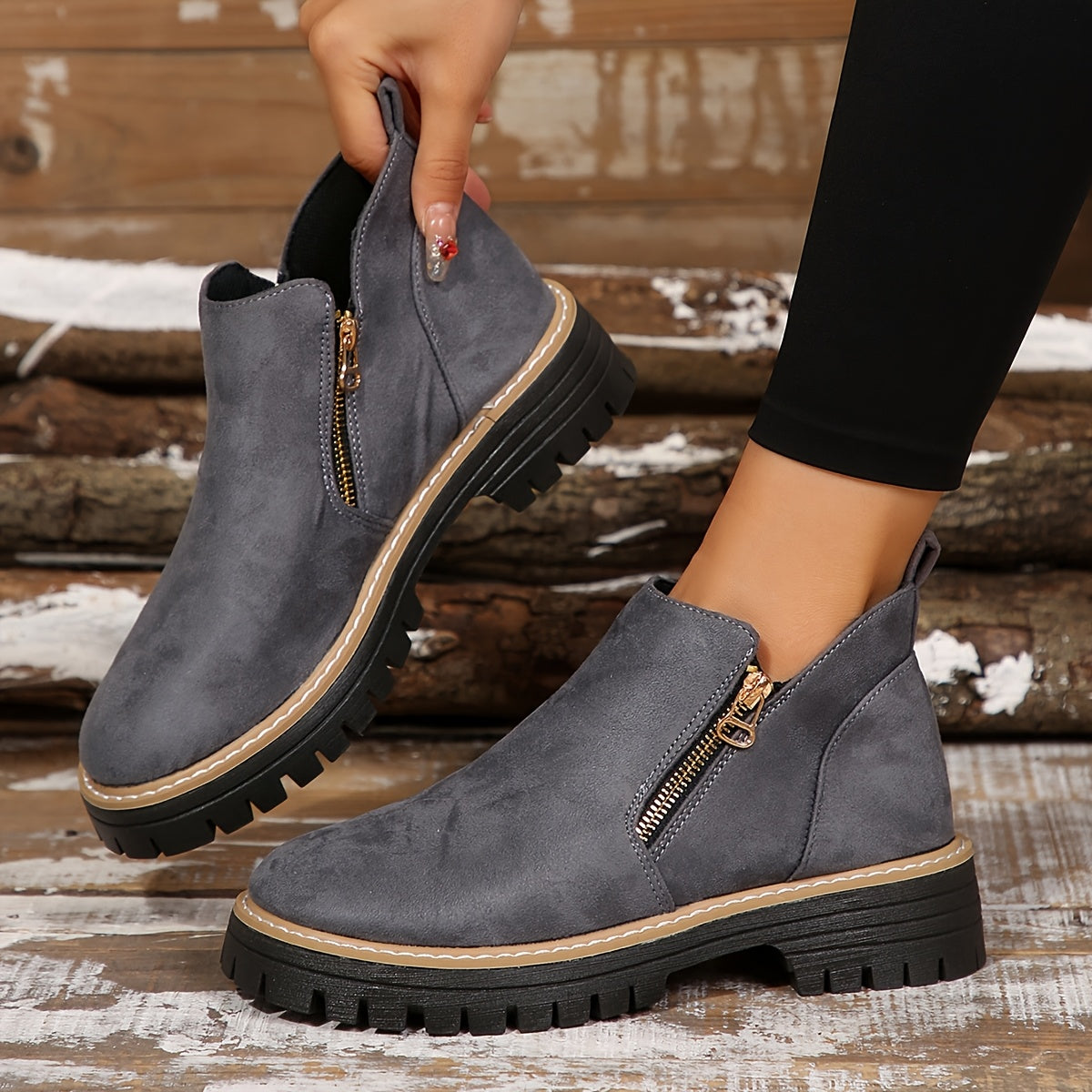 Aileen | Botines con Cremallera Lateral y Suela Gruesa