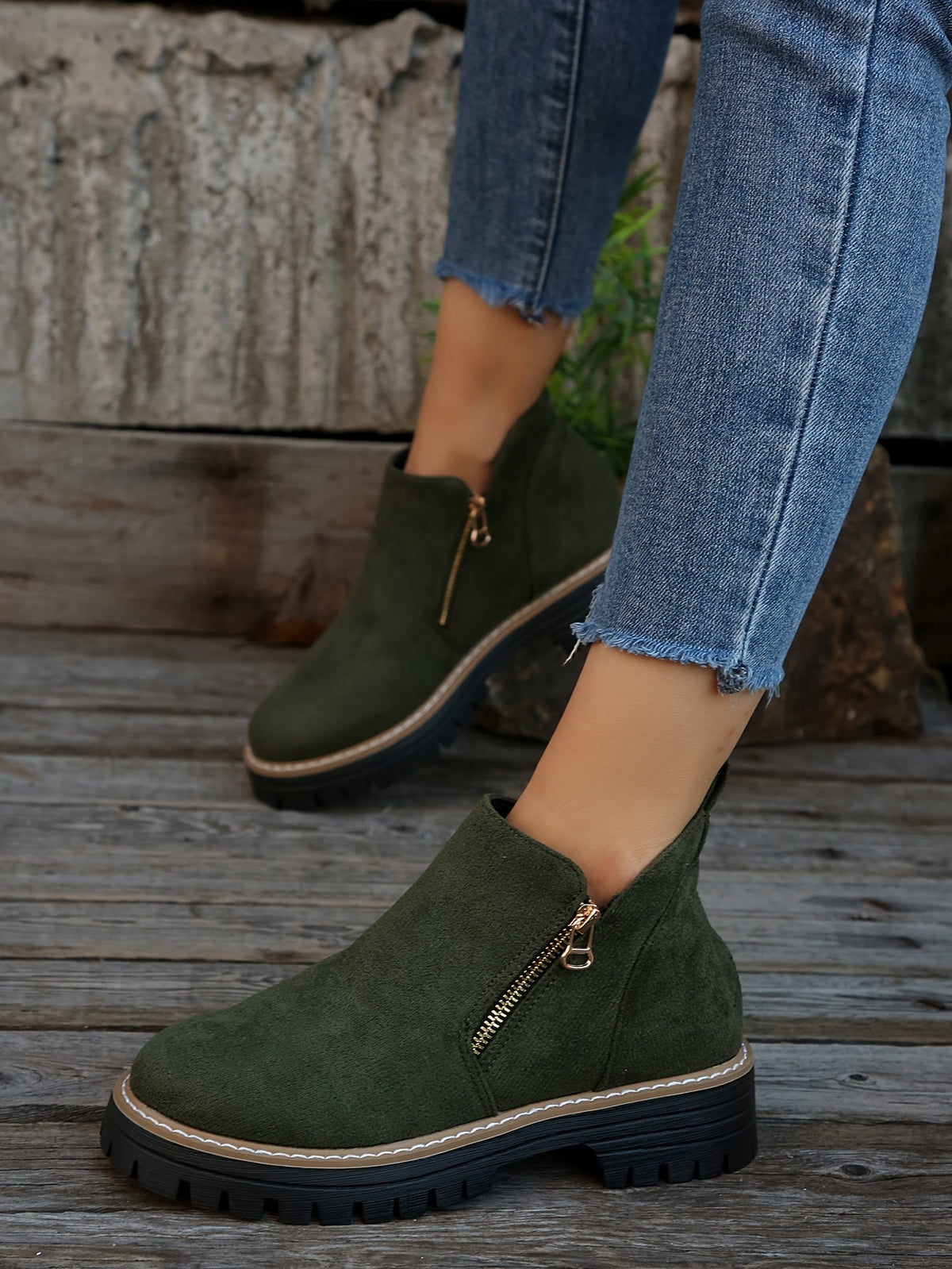 Aileen | Botines con Cremallera Lateral y Suela Gruesa