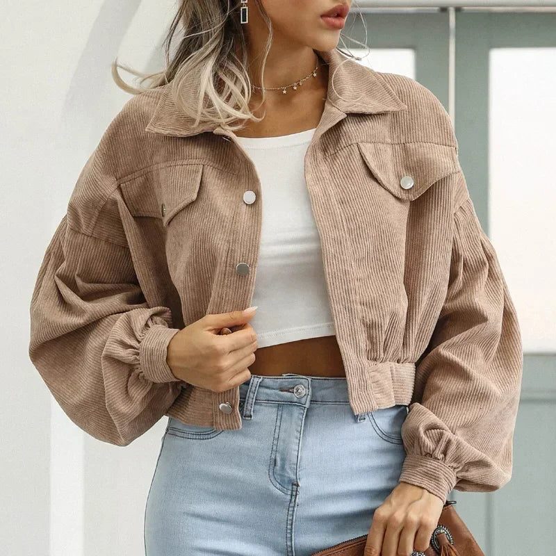 Aneraricia | Chaqueta Bomber Corto de Pana con Botones