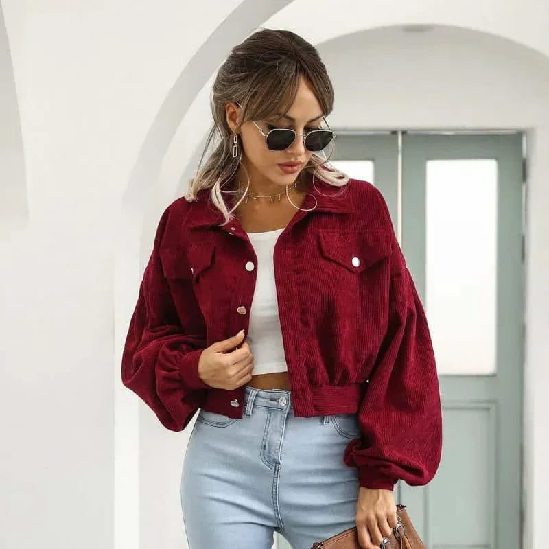 Aneraricia | Chaqueta Bomber Corto de Pana con Botones