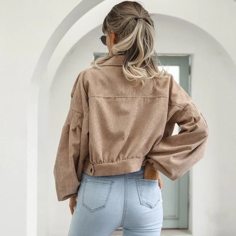 Aneraricia | Chaqueta Bomber Corto de Pana con Botones