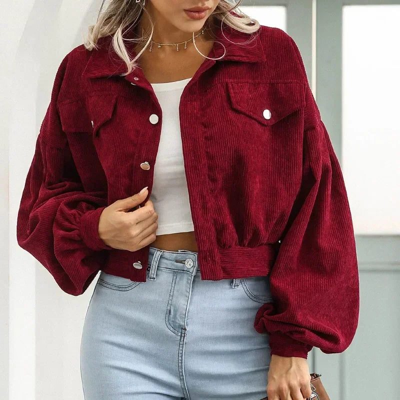 Aneraricia | Chaqueta Bomber Corto de Pana con Botones