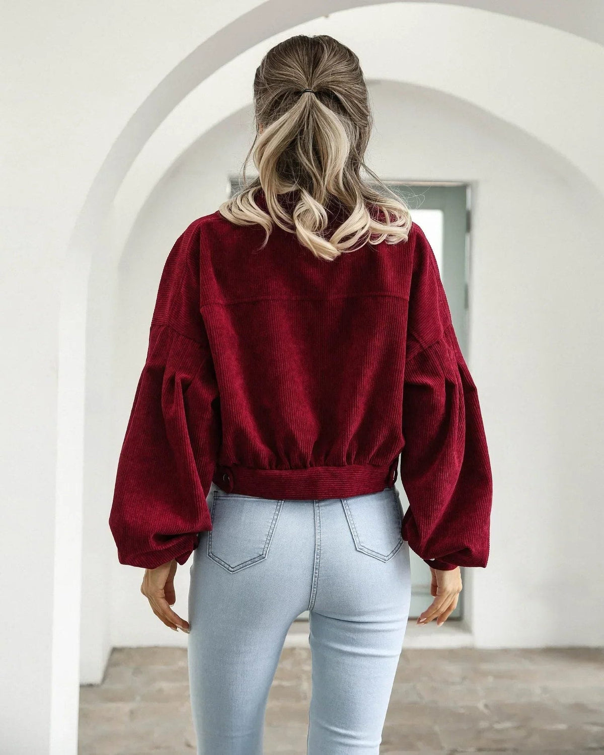 Aneraricia | Chaqueta Bomber Corto de Pana con Botones