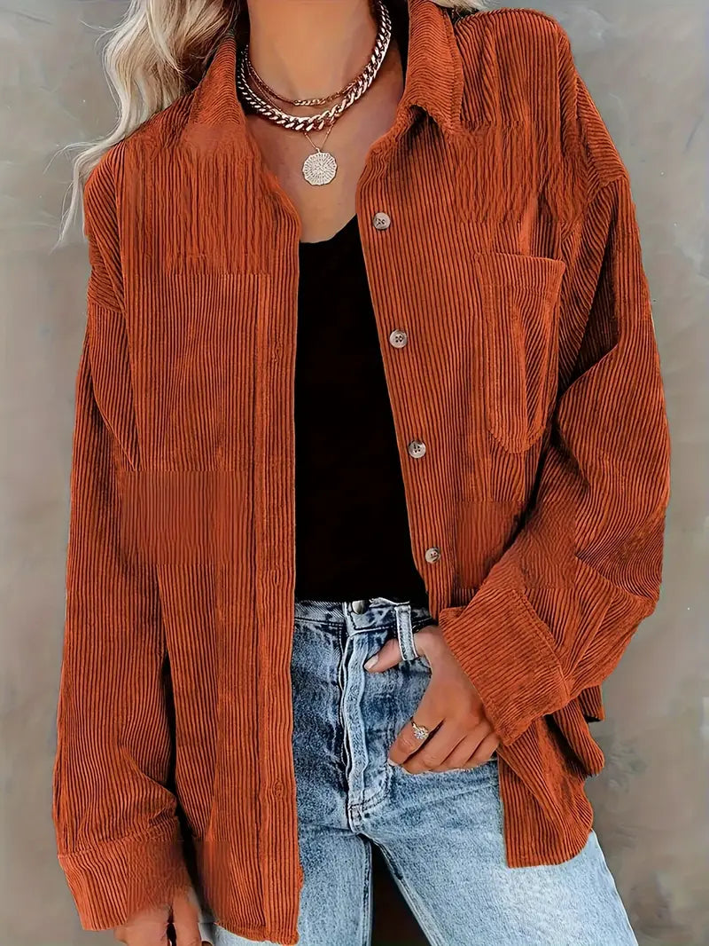 Irmela | Camisa de Manga Larga de Pana Con Botones
