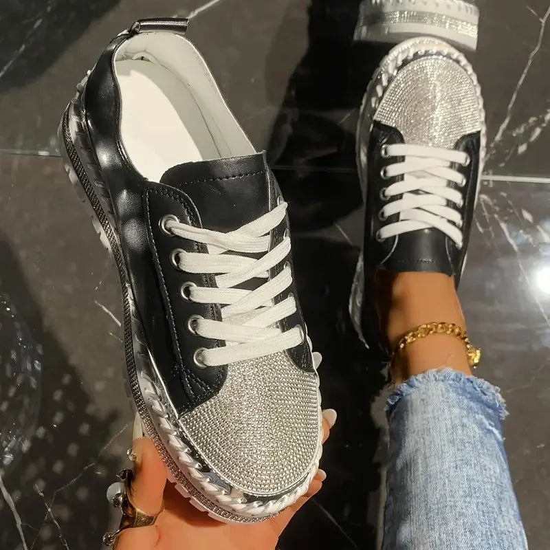 Draya | Zapatillas Bajas Con Cordones Y Pedrería