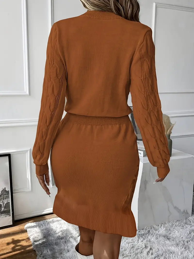 Katla | Vestido De Punto De Trenzado De Manga Larga