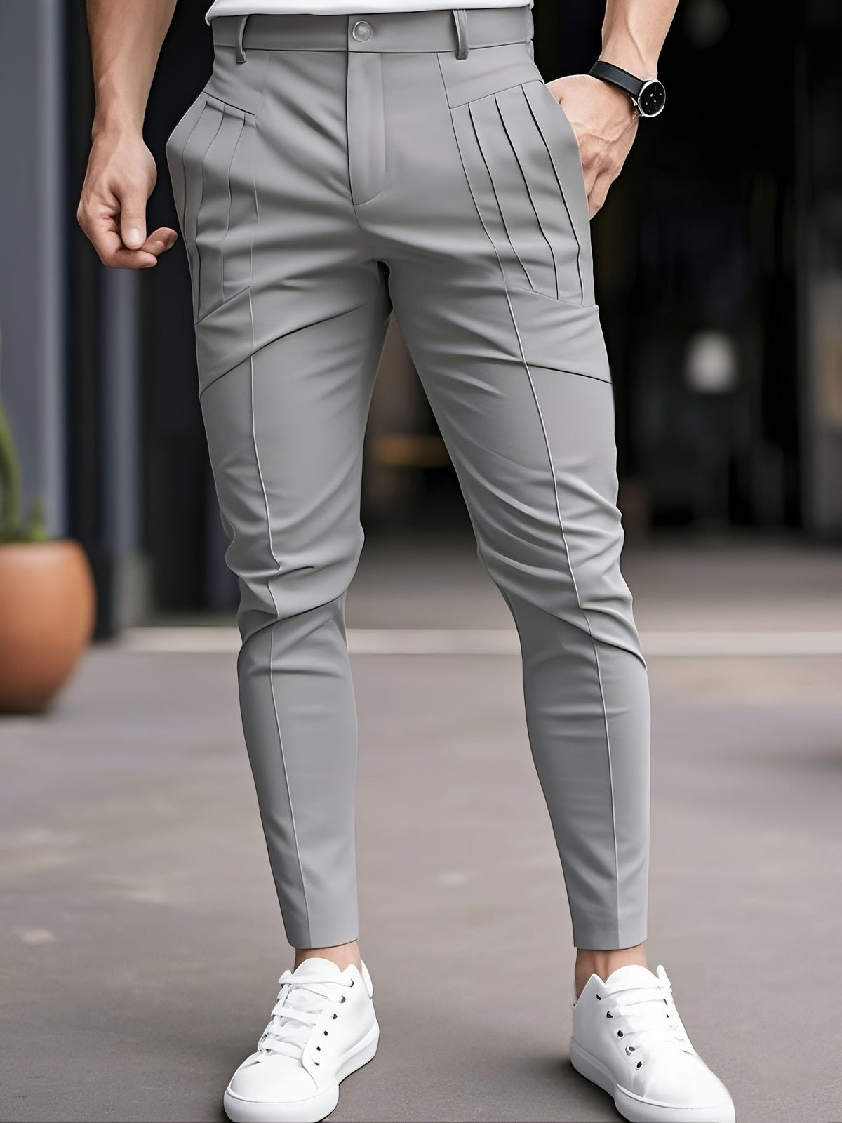 Lucier | Pantalones Casual Slim Fit con Pliegues