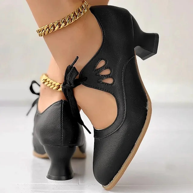 Zydrune | Zapatos Tacón Bajo Cordón Estilo Vintage