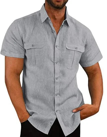 Eldwin | Camisa De Manga Corta Con Botones Y Bolsillos Para Hombre