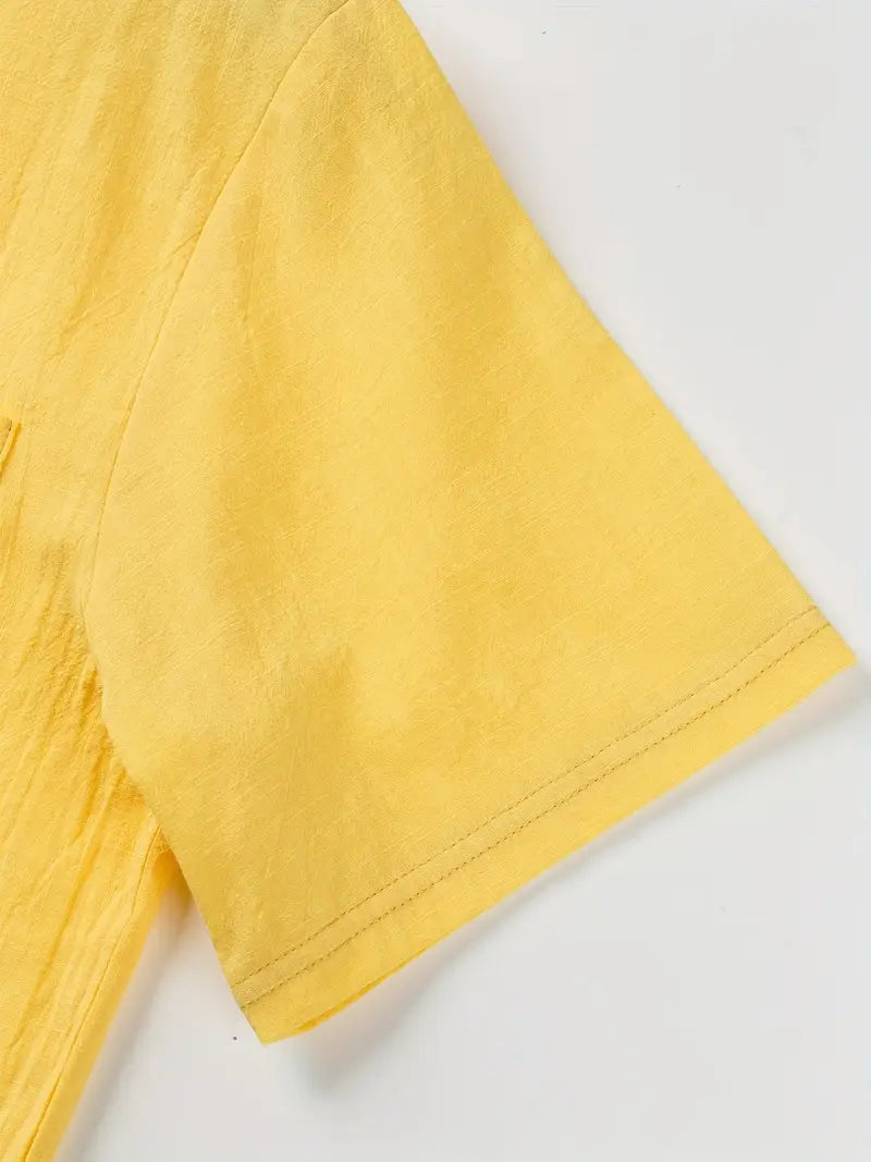 Vaughn - Camiseta Henley de Manga Corta